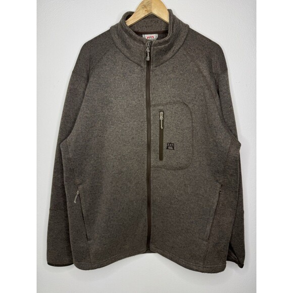 Avalanche Sweater Jacket Medium Brown Mock Neck Full Zip Pockets Mens Size XXL - Picture 1 of 14